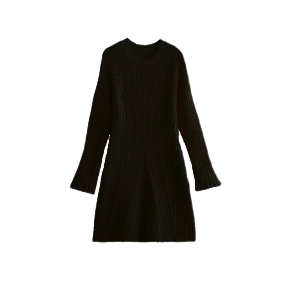 Fall And Winter Slim-fit Stand-up Collar A-line Dress