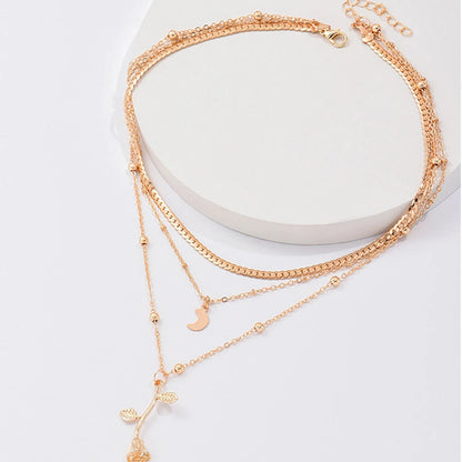 Bohemia Multilayer Moon Gold Color Pendant Necklaces For Women