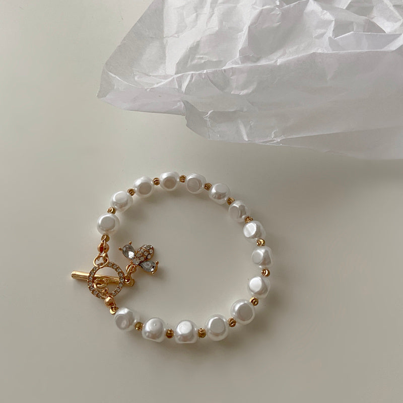 Classic Natural Stone Pearl Pendant Bracelet For Woman