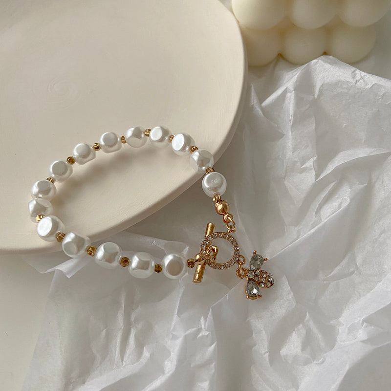 Classic Natural Stone Pearl Pendant Bracelet For Woman