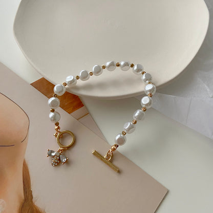 Classic Natural Stone Pearl Pendant Bracelet For Woman