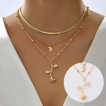 Bohemia Multilayer Moon Gold Color Pendant Necklaces For Women