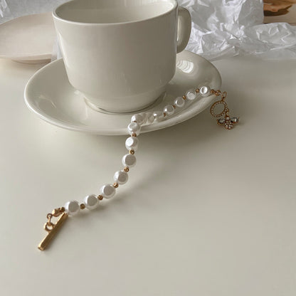 Classic Natural Stone Pearl Pendant Bracelet For Woman